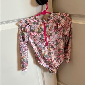 Floral Long Sleeve Kids Swimsuit